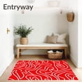 thumbnail image 3 of ODIKA 4'x6' Machine Washable Non-Slip Area Rug, Sun Torii Gateway Motif with Modern Abstract Waves High Traffic Rug with Pad, Red, 555965, 3 of 8