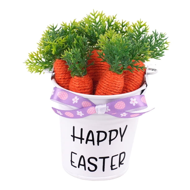 Cubo de zanahoria de Pascua Cesta de búsqueda de Pascua Dibujos animados Decoración ligera de mano para Lazo estampado violeta