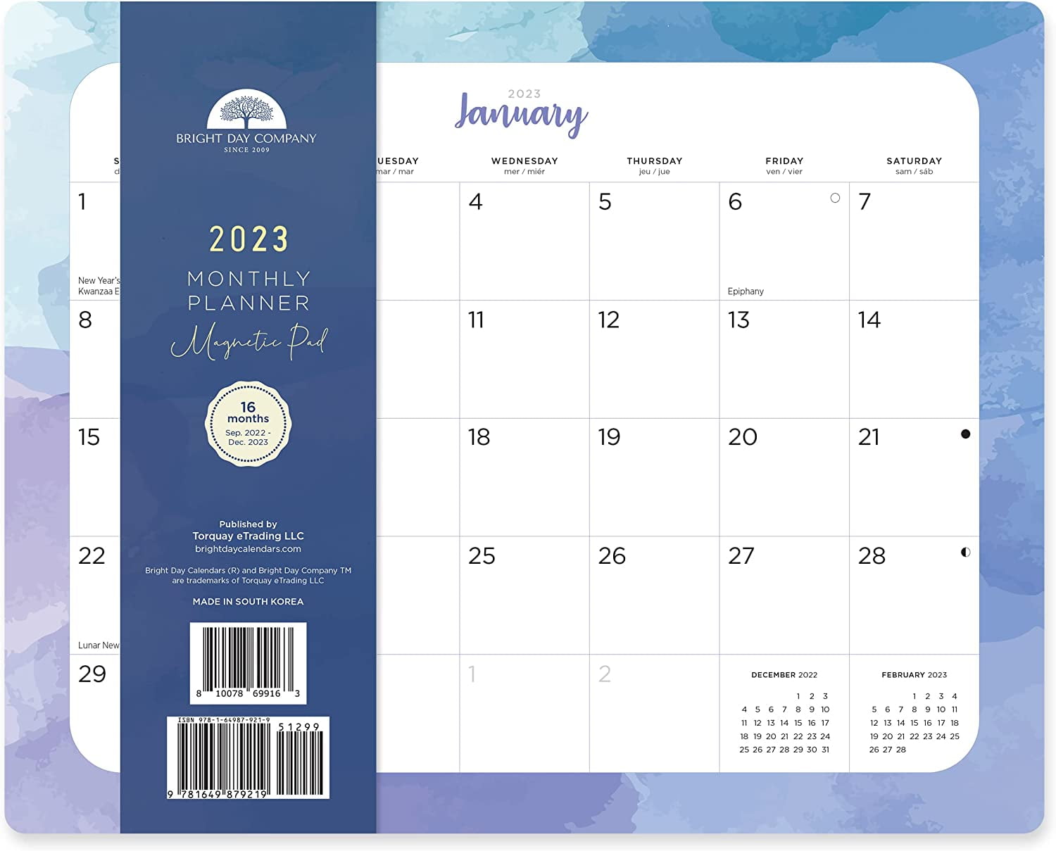 2023 Refrigerator Calendar Wall Calendar Pad by Bright Day, 16