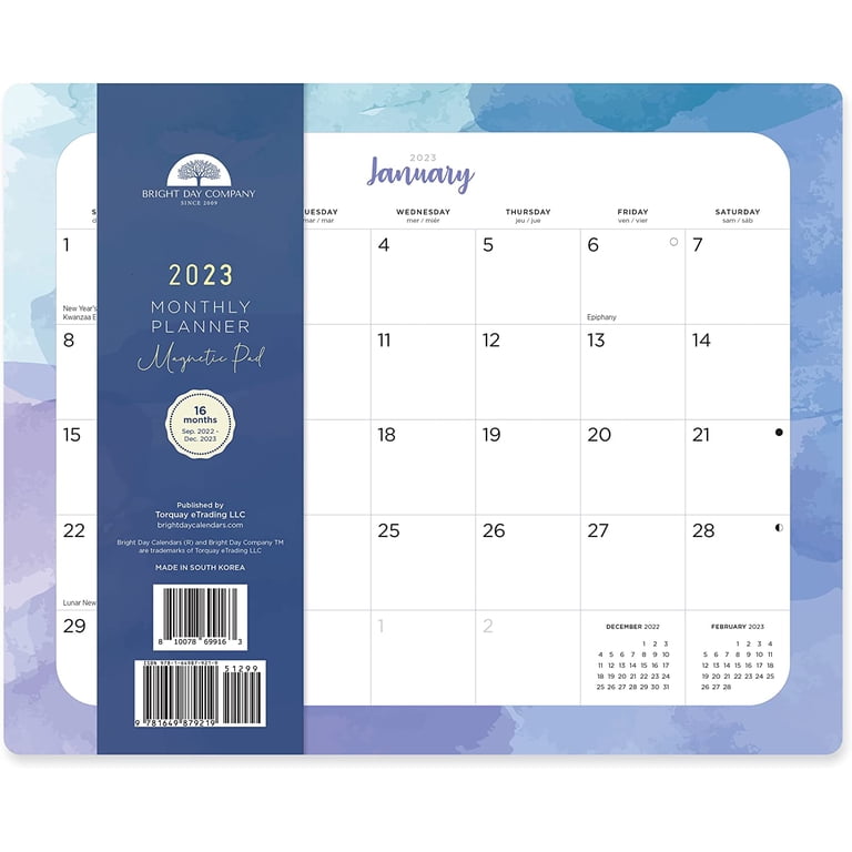 2023 Magnetic Refrigerator Calendar Wall Calendar Pad by Bright Day, 16  Month 8 x 10 Inch, Watercolor - Walmart.com