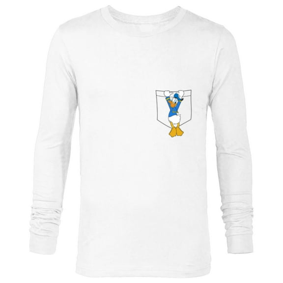 Disney Mickey & Friends Donald Duck Small Pocket - Long Sleeve T-Shirt for Men - Customized-White