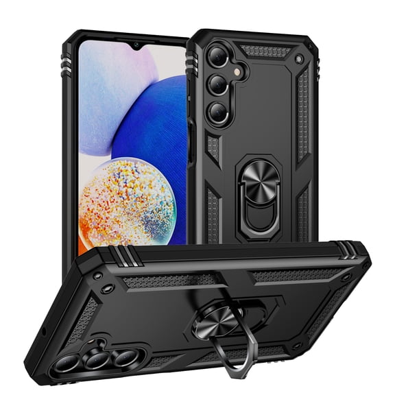 Sanwo for Samsung Galaxy A16 5G Case, Magnetic Car Mount Compatible with 360° Rotating Ring Holder, PC TPU Shockproof Protective Cover,Black