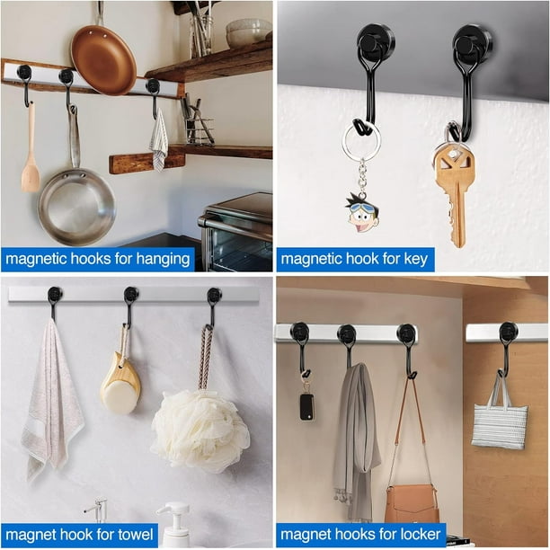 LAICAIW Magnetic Hooks Strong Magnetic Hooks Cruise Black Swivel Magnet Hooks Neodymium Magnets with Hooks 25LBS Magnetic Hooks for Refrigerator Hanging Grill Locker Metal Door 8 Pack Walmart