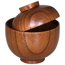 Raindrops Asian Soup Bowl with Lid Wood for Daily Use 1Pcs