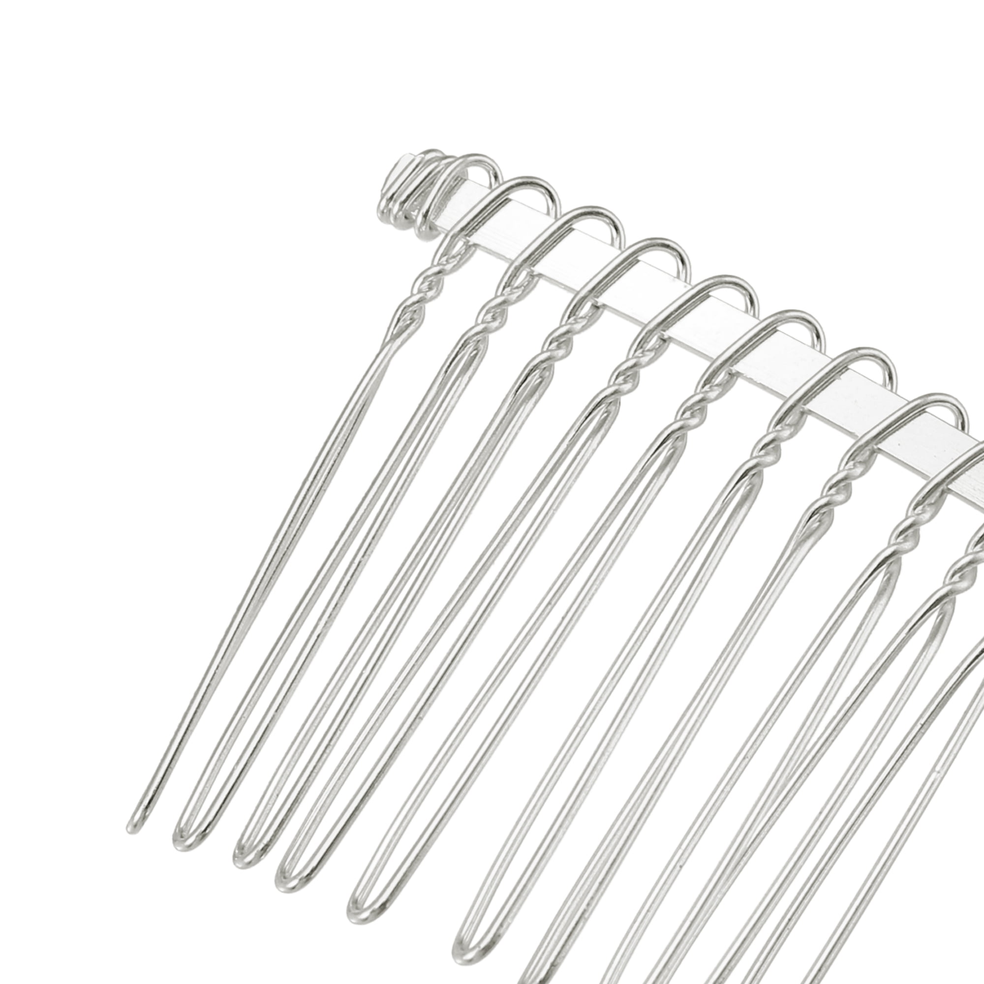Unique Bargains 4 Pcs No Slip Hair Side Combs Accessories Metal 1.6" Silver Tone