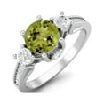 thumbnail image 2 of 1.39 Ctw Round Peridot 925 Sterling Silver Three Stone Accents Women Mother's Day Gift Ring, 2 of 3