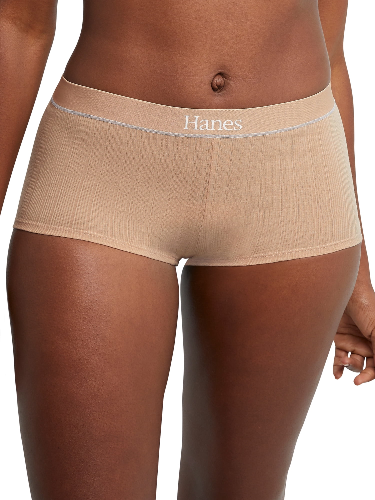 Hanes Originals Women's 3pk Ribbed Boy Shorts - Black/beige : Target