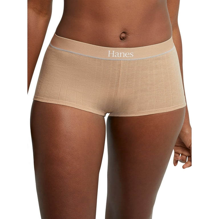Hanes Originals Women's Boyshorts Underwear, Soft & Stretchy Ribbed Blend,  3-Pack 