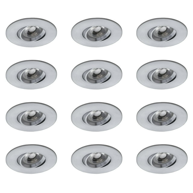Lumière de Plafond Encastrée Ronde 3 Pouces Satin Chrome - 4000K Blanc Froid - Lot de 12