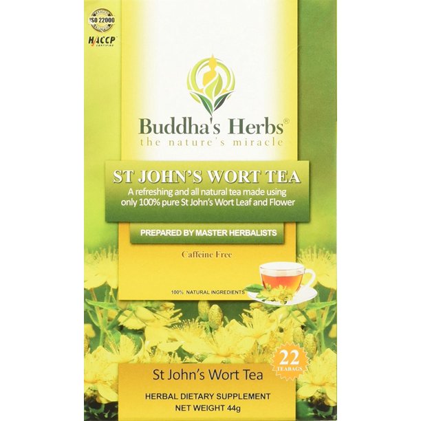 Pure St John Wort's Flower Tea 22Count Tea Bags (4 Pack) Natural