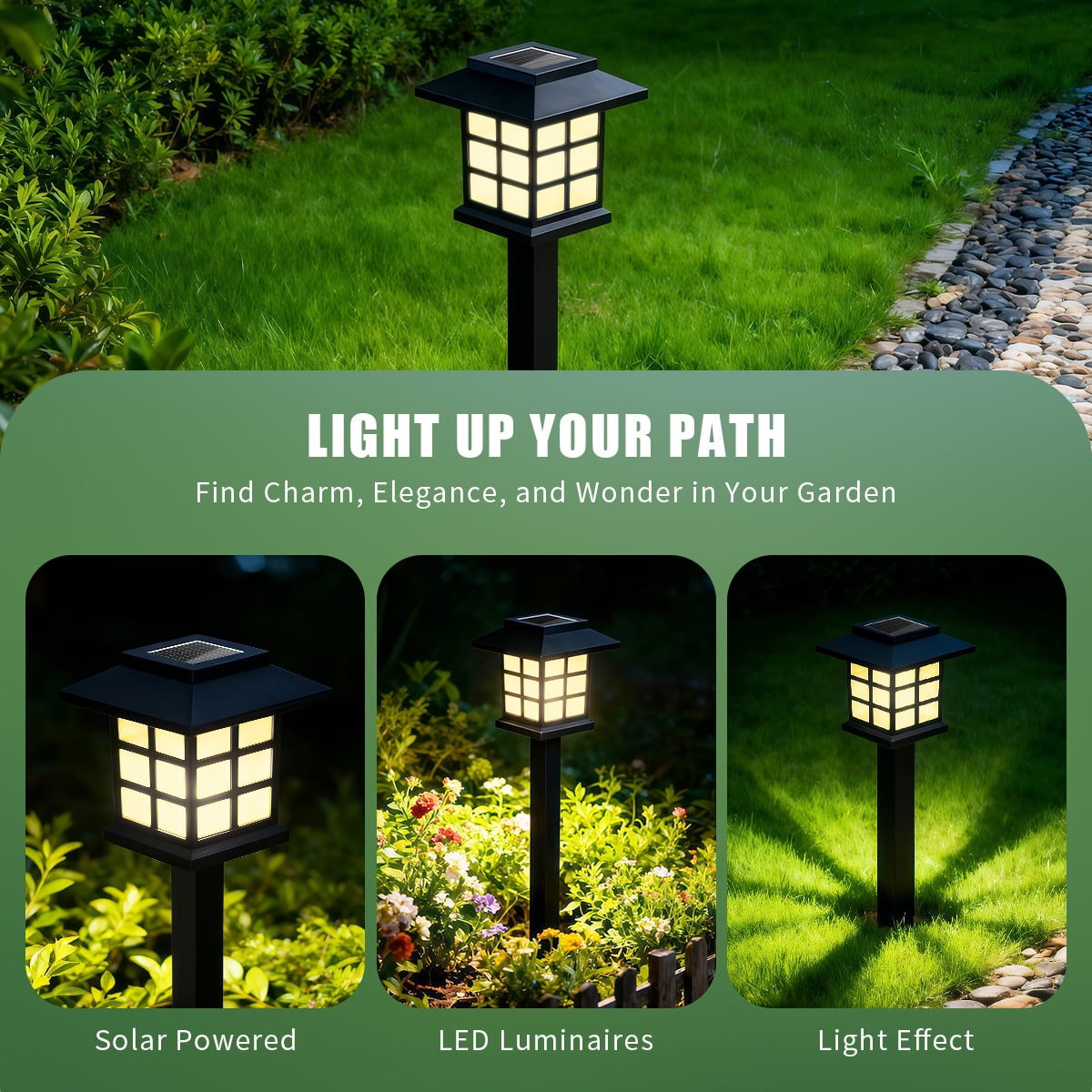 24 Pack Solar Lights Outdoor Decorative, Solar LED Waterproof Pathway Lights Outdoor, Solar Powered Retro Garden Yard Lights for Garden, Landscape, Path, Yard, Patio, Warm
