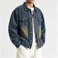 thumbnail image 3 of Mens Denim Jackets Relaxed Fit Trucker Oversized Jean Chest Pockets Classic Comfy Button(Navy,L), 3 of 7