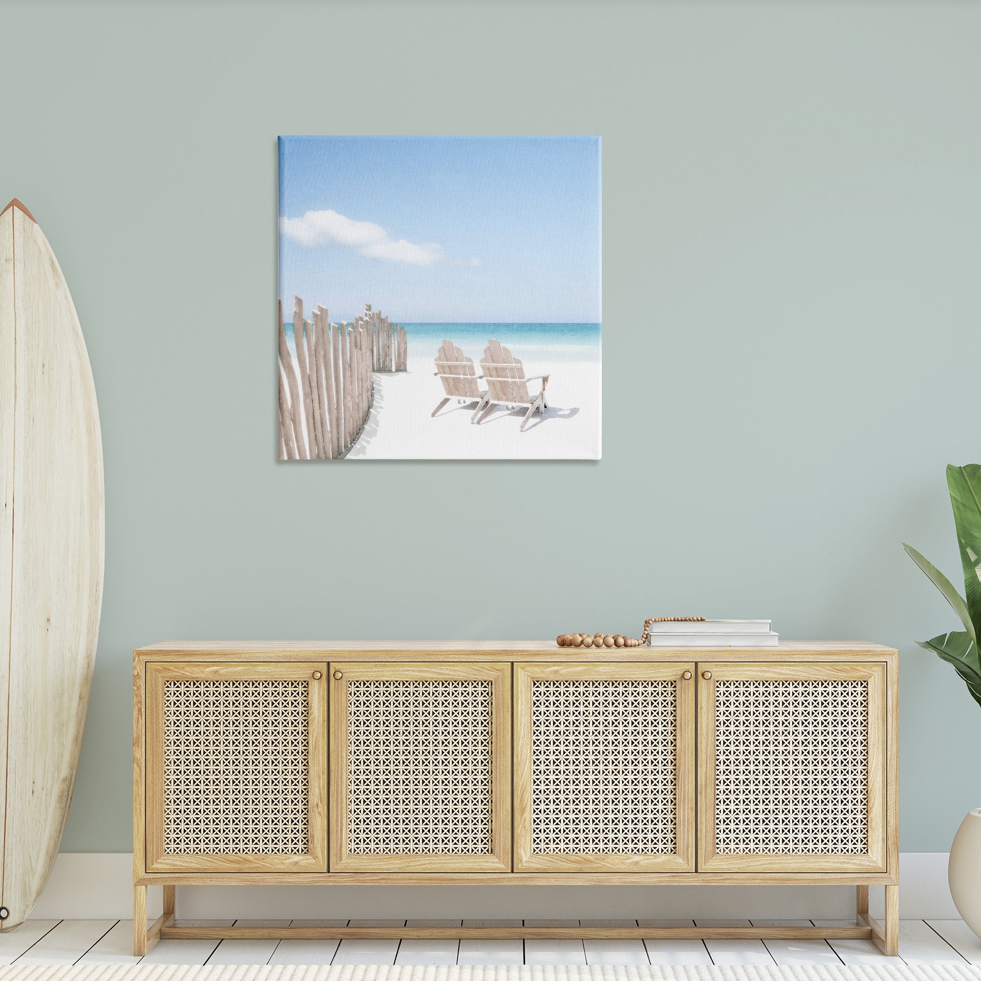 Stupell Industries Minimal Beach Chairs View Landscape Painting Gallery Wrapped Canvas Art Print Wall Art, 36 x 36