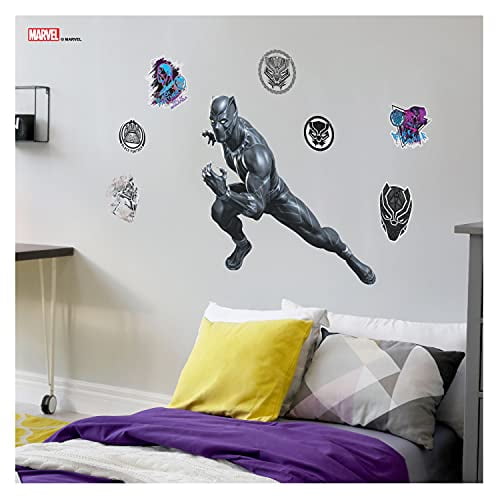 Black Panther Wall Decal Cartoon 3D Marvel Wall Stickers Avengers Cartoon for Kids Bedroom Wall Decor 50×70 cm PVC Removable 