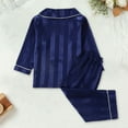 thumbnail image 4 of Children Satin Pajamas Kids Girls Boys Striped Summer Button Down Pajamas Long Sleeve Top with Pants Kids Pajamas Nightgown Tween Pajamas 4-5T, 4 of 6
