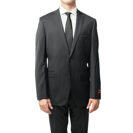 Button Black Worsted Wool Suit - Saks Fifth Avenue Men's Trim-Fit Two Button Wool Suit Black