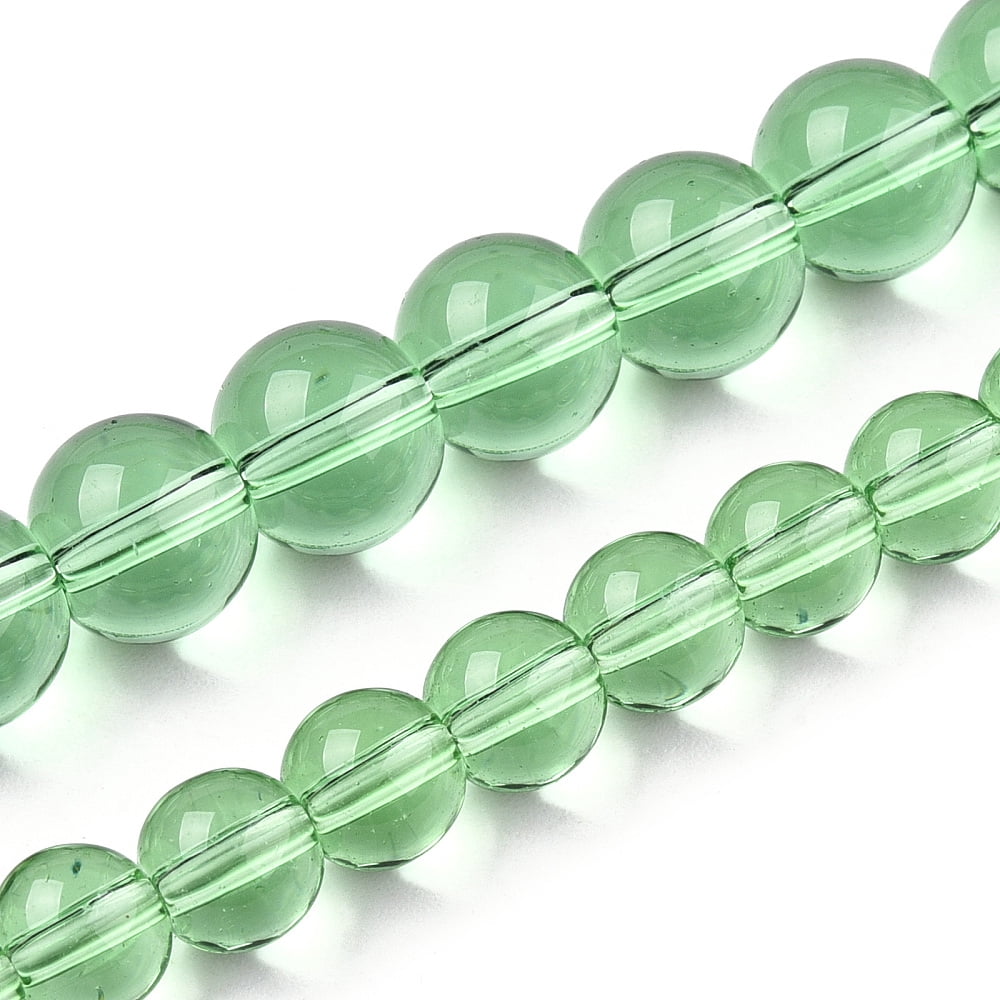 Transparent Glass Beads Strands Round Light Green 8~8.5mm Hole: 1.5mm about 51~53pcs/strand 14.96 inch~15.55 inch(38~39.7cm)