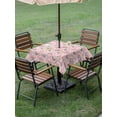 thumbnail image 3 of Vintage Flower Pattern Outdoor Tablecloth - 54x54 Inch Square Dining Table Cover, Spring Floral Leaves Plants Pink Waterproof Outdoor Table Cloth with Umbrella Hole & Zipper for Picnic/Patio/Party, 3 of 7