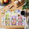 thumbnail image 2 of Watercolor Floral Gnomes Placemats Set of 4, Spring Flowers Butterflies Grid Placemats for Dining Table, Place Mats for Kitchen Tabletop, Waterproof Wipeable Dining Table Mats Set, 2 of 9