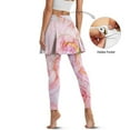thumbnail image 4 of COEQINE Ruffle Pleated Tennis Skirted Legging for Women with Pockets Pink Marble Pattern Breathable Elastic Yoga Skirts with Leggings Moisture-Wicking Golf Leggings, L, 4 of 7