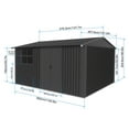 thumbnail image 2 of 12 x 10FT Outdoor Storage Shed, Waterproof Metal Garden Shed with Windows, Lockable Doors & Sloped Roof, Suitable  for Tool Storage, Bike Shed, Pet Shelter (Black), 2 of 7