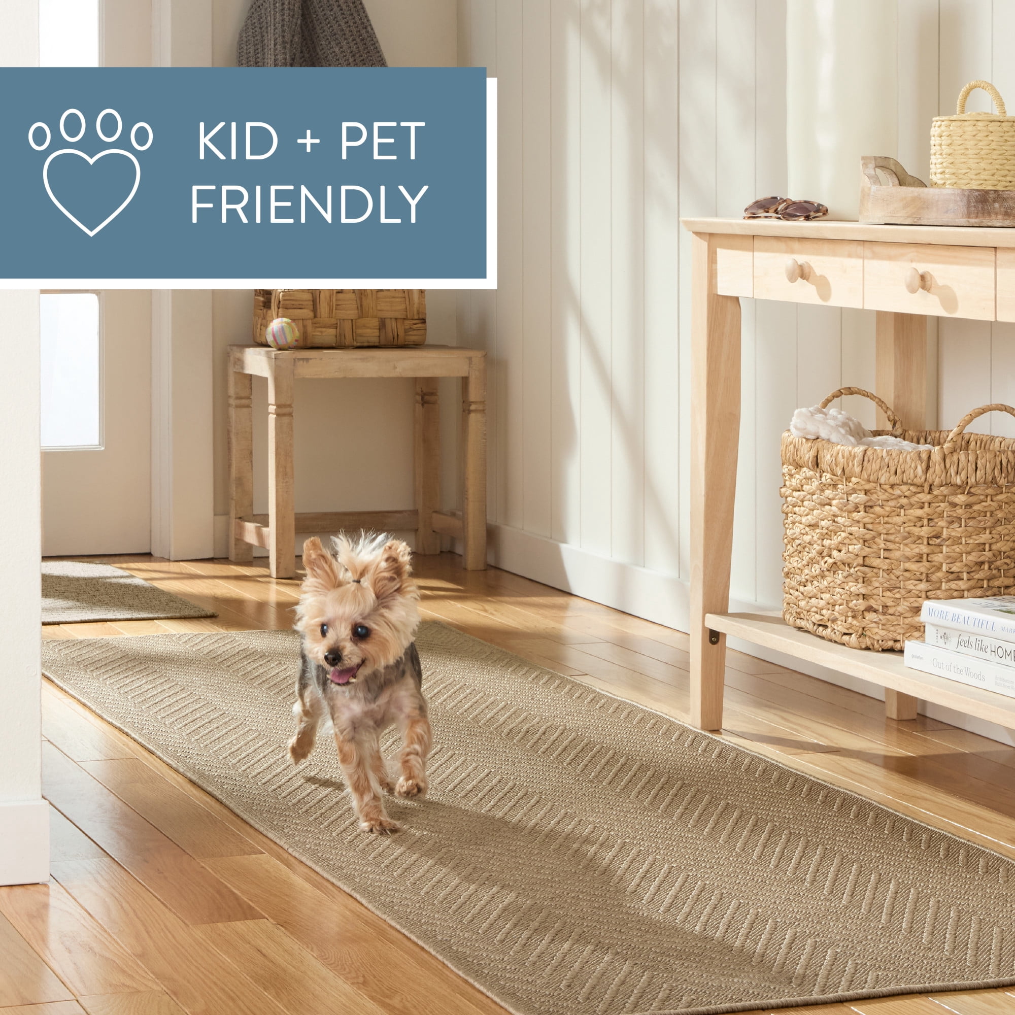 TOWN & COUNTRY BASICS Pax Herringbone Textured Solid Everwash® Washable Runner Area Rug, Low Pile, Non-Slip Backing, Easy Clean Pet & Family Friendly Rug, Brown, 2'5"x7'10"