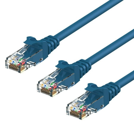 5e Rj 45 Network Patch Ethernet Cable, Rankie 3-Pack RJ45 Cat 5e Ethernet Patch LAN Network Cable - 3 Feet (Blue) - R1311A ()
