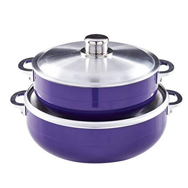 IMUSA USA 2 Piece Purple Caldero (Dutch Oven Set with Aluminum Lid (4