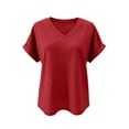 thumbnail image 4 of Paiwinds Women's Water-Soluble Floral Texture V-Neck Short Sleeve T-Shirt - Breathable Nylon Spandex Blend Loose Top for Summer Casual Wear & Relaxed Outings, 4 of 6