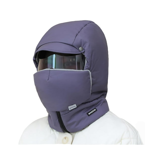 Riforla Windproof Full Cover Outdoor Riding Hat with Glasses Winter Windproof Full Cover Hat Bomber Hats Grey