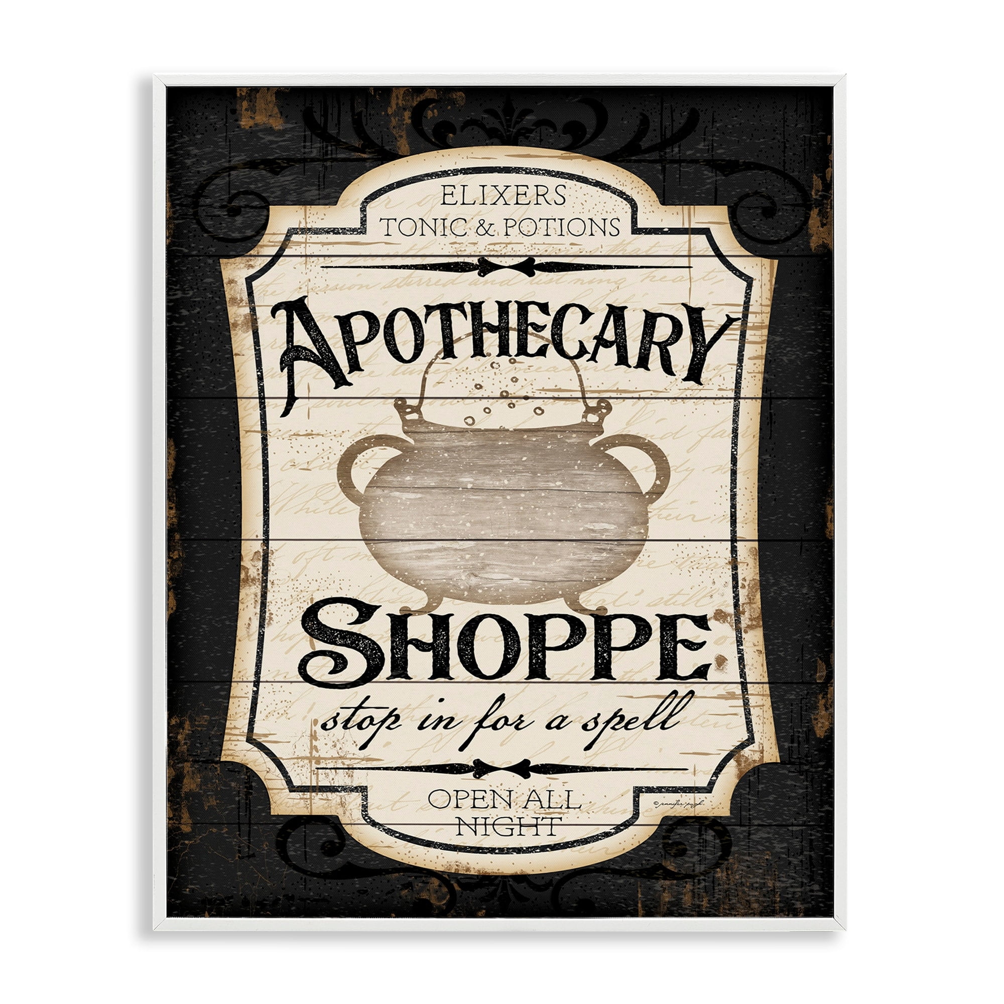 Stupell Industries Apothecary Shoppe Spooky Halloween Sign Witch Potion Cauldron, 24 x 30, Design by Jennifer Pugh