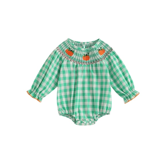 Loicainy Infant Baby Toddler Girl Halloween Bodysuit 3 6 12 18 24 Months 2T 3T Long Sleeve Round Neck Pumpkin Embroidery Romper Clothes