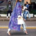 thumbnail image 1 of Femmes Col Rond Imprimé Trench-Coat Double Face Veste en Laine, 1 of 3
