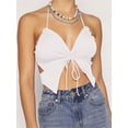 thumbnail image 4 of Surakey Women Summer Tank Tops Halterneck Drawstring Bandage Vest Spaghetti Strap Cami Tops Sleeveless Crop Top, 4 of 8