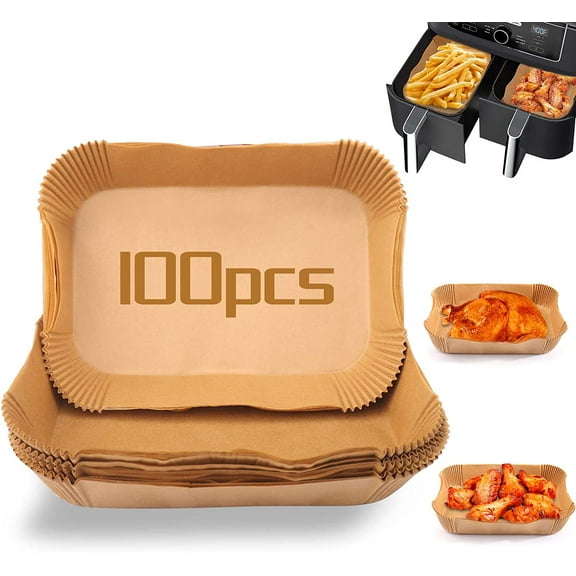 100Pcs Baking Paper Liners for Air Fryers - Rectangular Baking Sheets for Ninja Foodi Smart XL, DualZone & More Models - Air Fryer Accessories