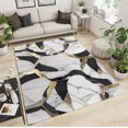 thumbnail image 2 of Modern Abstract White Gold Black Area Rug 2' x 3', Light Luxury Splicing Marble Non-Slip Rug, Soft Washable Breathable Durable Rug for Bedroom Bedside Room, 2 of 6