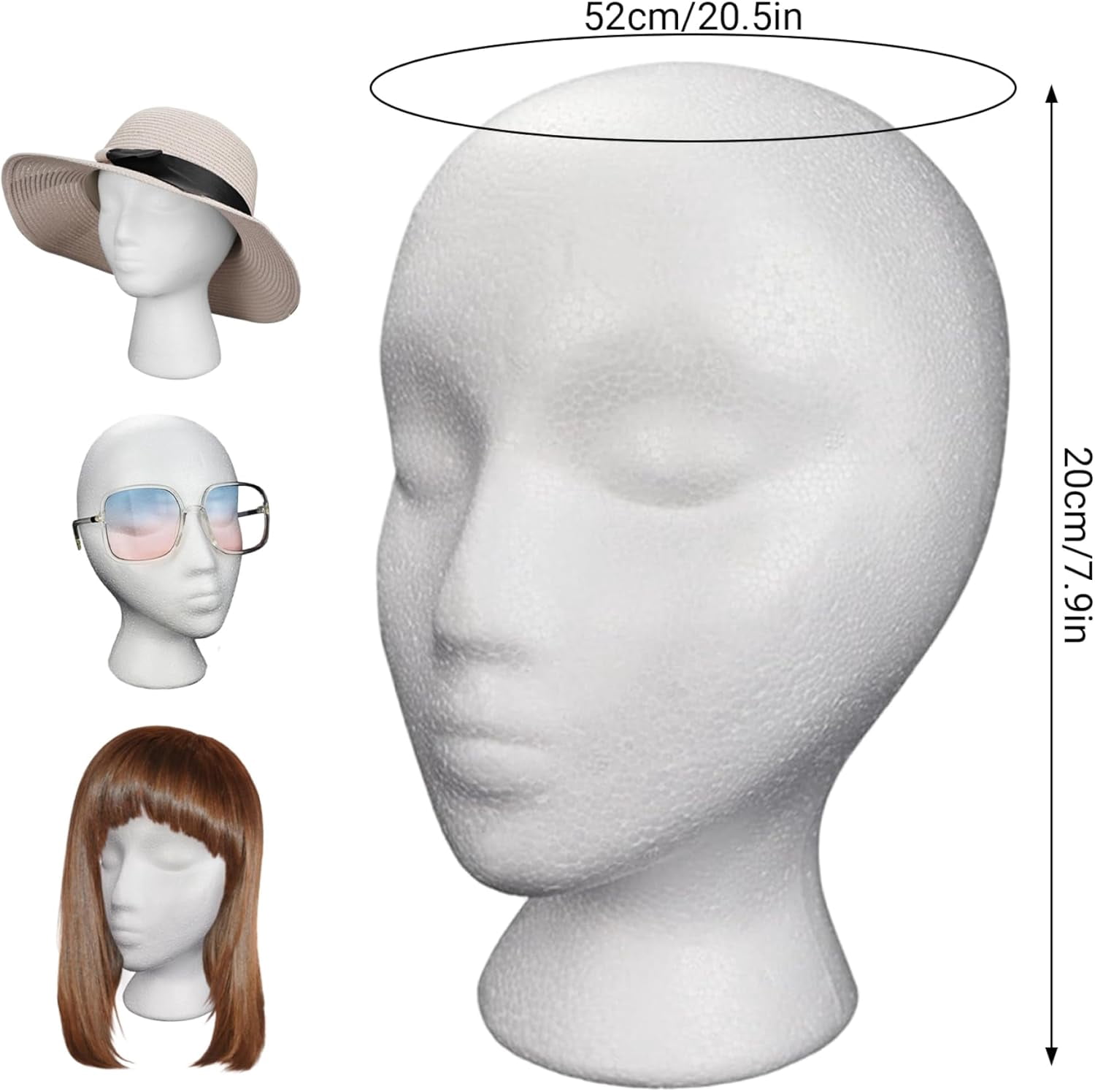 Foam Mannequin Head Stand for Wig Mask Hat Display 6.1x10.6 Inch