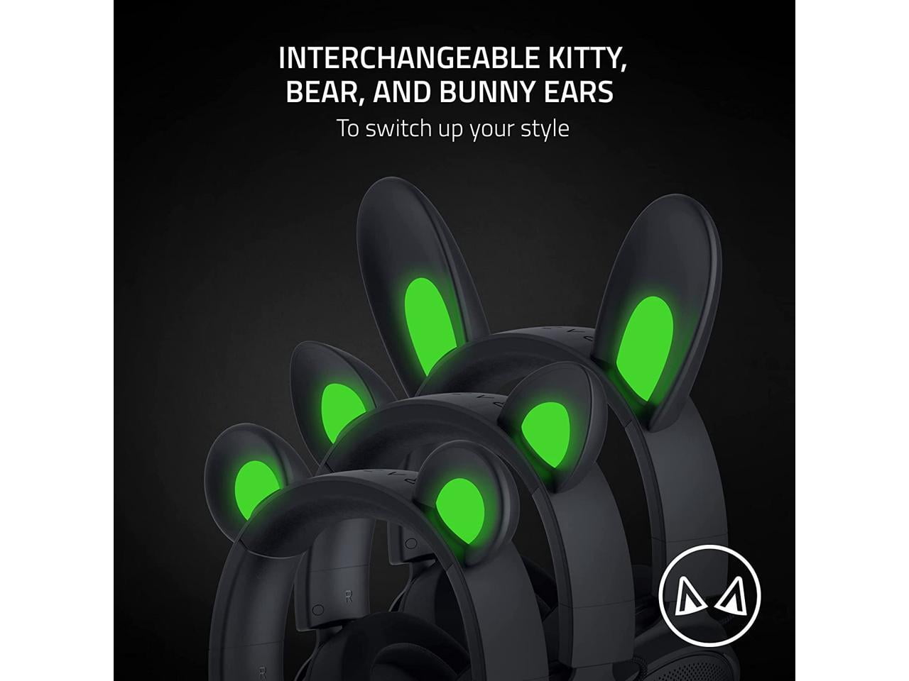 Razer Kraken Kitty V2 Pro Wired Gaming Headset for PC, Interchangable Ears, Chroma RGB, Black