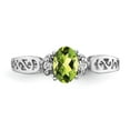 thumbnail image 5 of Solid 14k White Gold 6x4mm Oval Peridot Green August Gemstone Diamond Engagement Ring Size 5 (.034 cttw.), 5 of 6