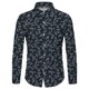 thumbnail image 1 of Camisa de algodón con solapa elástica y diseño floral para hombre, informal, para festivales, exteriores, calle, azul, morado, con botones, talla grande, nueva, 1 of 6