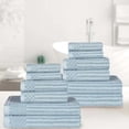 thumbnail image 2 of Cotton Highly Absorbent 12-Piece Solid and Checkered Border Towel Set, Slate Blue, by Superior, 2 of 7