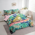 thumbnail image 3 of Feelyou Jungle Leopard Animal Bedding Comforter Set 7pcs, Rustic Wildlife Cheetah Queen Bedding Sets, Watercolor Leaf Flower Reversible Queen Sheet Sets, Lightweight Room Decor, 3 of 8