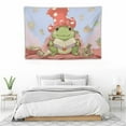 thumbnail image 4 of Creowell  Kawaii Pink Frog Tapestry Cute Mushroom Frog Room Decor Aesthetic Wall Hanging Bedding Tapestry for teen girl's Bedroom (Pink, 60x40 Inch) 60x40in, 4 of 7