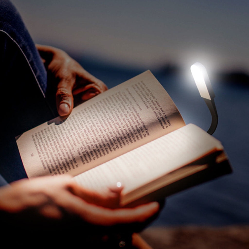 Lampe Livre LED Rechargeable - Éclairage Lecture Nuit - 3 Couleurs - Intensité Variable - Clip Transparent - 6