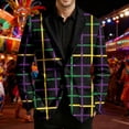 thumbnail image 2 of Men's Casual Lapel Blazer Muticolor One Button Suit Carnival Sparkly Graphic Blazers Regular Fit Sports Coats Jackets for Prom,Party,Dinner, 2 of 4