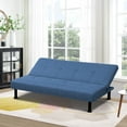 thumbnail image 2 of Aukfa Studio Futon Convertible Sofa Bed, Tufted Back, Linen, Blue, 2 of 7