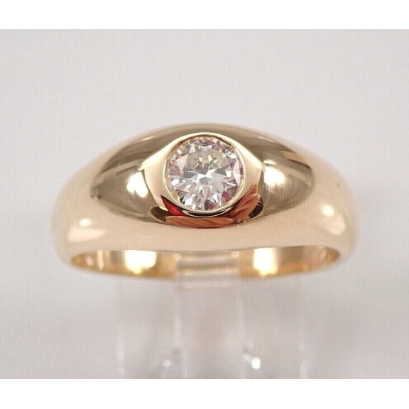2 Ct Round Lab Created Diamond Solitaire Wedding Band Men's Ring 14k Yellow Gold Plated 925 Sterling Silver