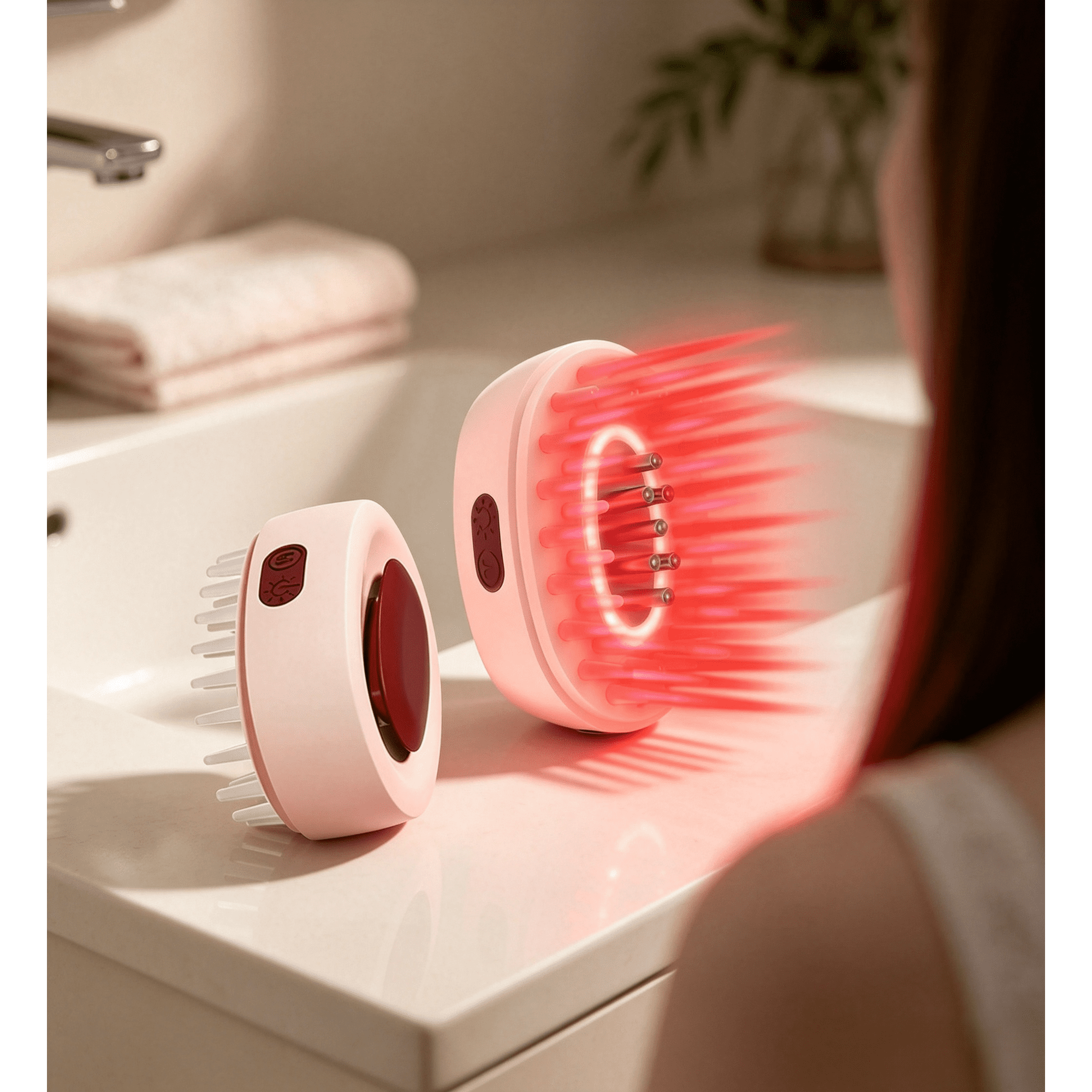 CNV 3-in-1 Handheld Red Light Therapy Scalp Massage Comb, Rechargeable Vibration Scalp Care Massager, Portable Hair Health Tool for At-Home Scalp Relaxation & Daily Hair Care Routine