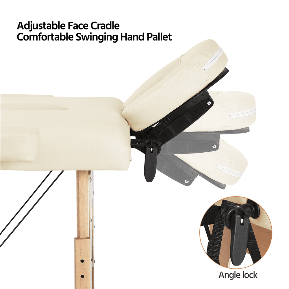 Renwick Adjustable Massage Table with Headrest and Armrest, Cream