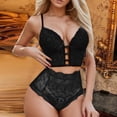 thumbnail image 2 of Gibobby Ropa interior mujer sexy Conjuntos de Lencería Sexy para Mujer Brasier de Encaje Flores Sujetador Abierto Tanga G-String Thong Ropa Interior Pijama(Negro, CH), 2 of 4